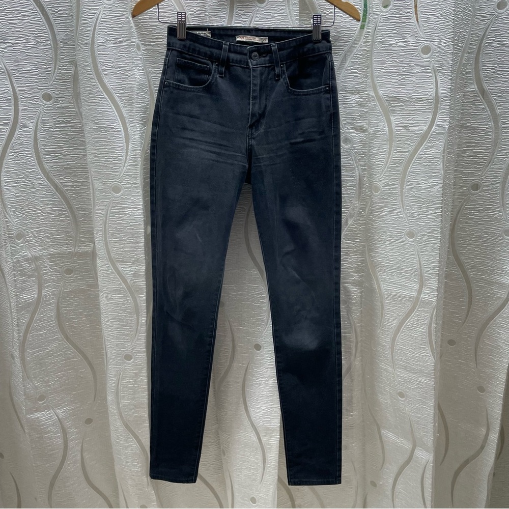 Levi's 721 High Rise Skinny Jeans Womens 25 Black Excellent Premium Denim‎